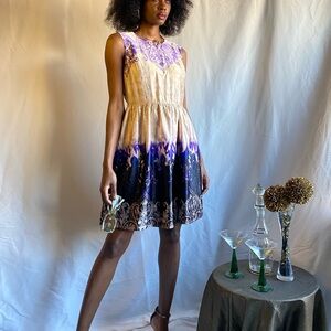 Joe Fresh Cream and Purple Sleeveless Midi Sundress